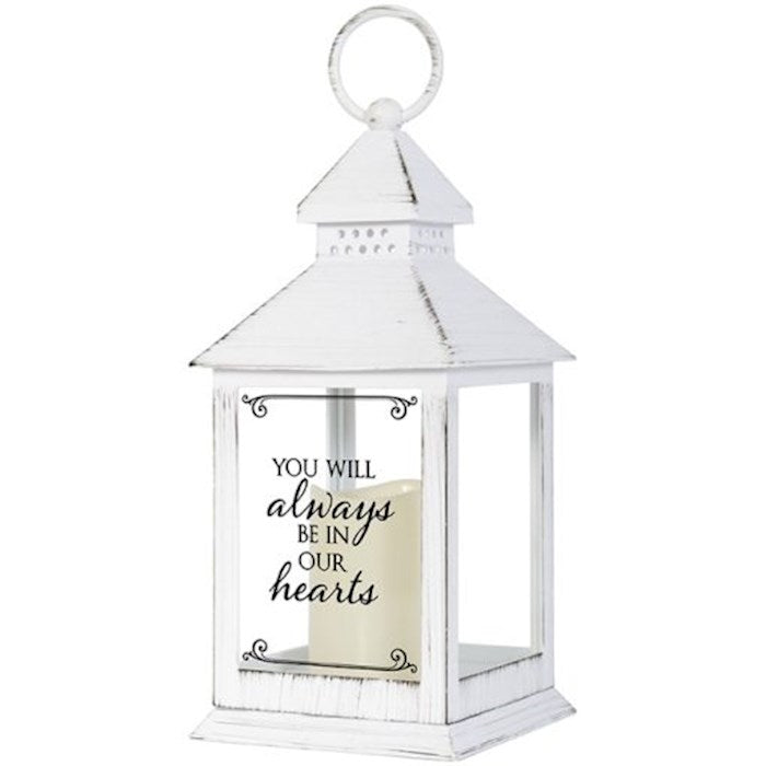 Lantern w/Flameless LED Candle & Timer-You Will Always Be In Our Hearts (4" x 11" x 4")