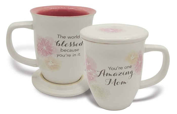 Mug w/Coaster-Amazing Mom (14 Oz)