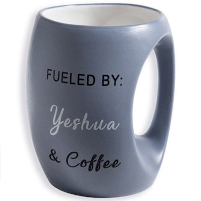 Mug-Fueled By Yeshua & Coffee (13 oz)-Blue Stoneware (
