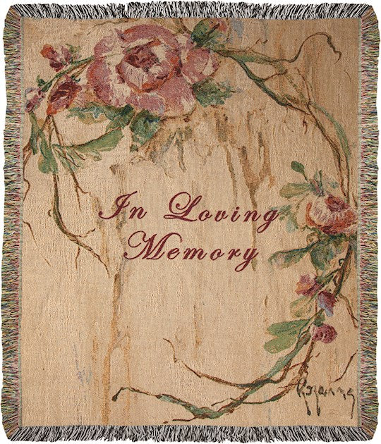 Throw-In Loving Memory Rose-Bereavement-Tapestry (50" x 60")