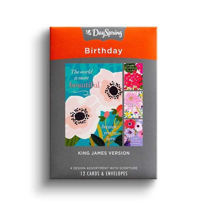 Boxed Card-Birthday-Close Up Floral (Box Of 12)-J5129