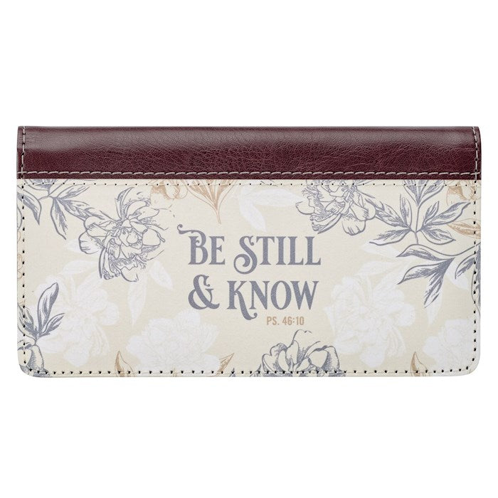 Checkbook Wallet-Be Still & Know-Tan/Floral