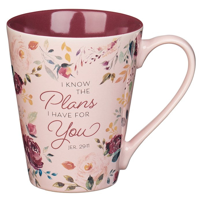 Mug-I Know The Plans I Have For You (Jeremiah 29:11)-Plum Floral (MUG772)