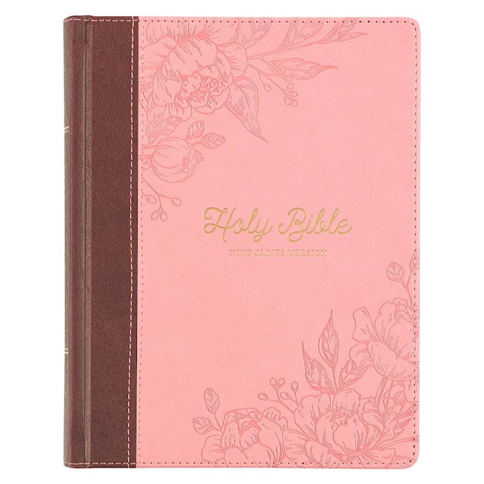 KJV Note-Taking Bible-Brown & Pink Faux Leather Hardcover