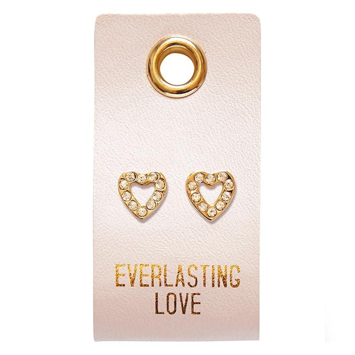 Earrings-Everlasting Love/Heart Studs On Leather Tag