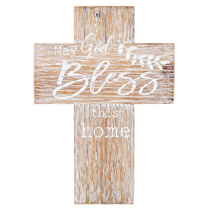 Wall Cross-Fir Wood-May God Bless THis Home (12"H)
