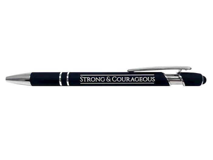 Soft Touch Gift Pen-Strong & Courageous-Black