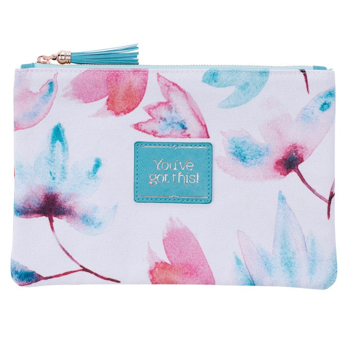 Zipped Pouch-Canvas-Pink Petals/You&