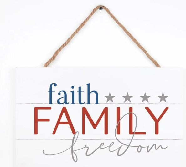 String Sign-Faith Family Freedom (17" x 10.5")