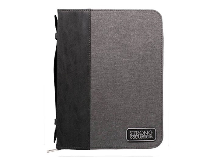 Bible Cover-Strong & Courageous-Leather Look W/Pvc Patch