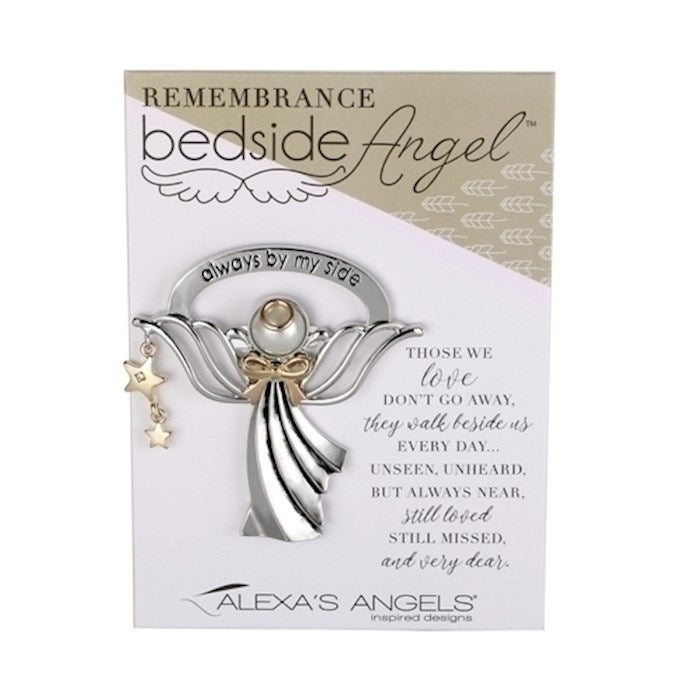 Remembrance Angel-Rhodium/18K Gold Plate w/Pearl Accents and Stand (2.5") (Carded)