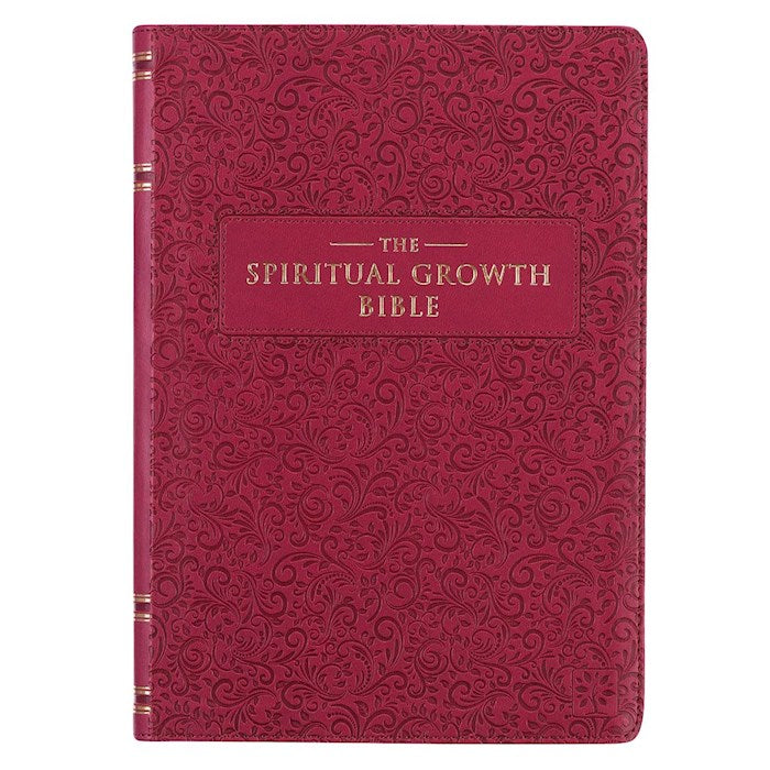NLT Spiritual Growth Bible-Berry Faux Leather