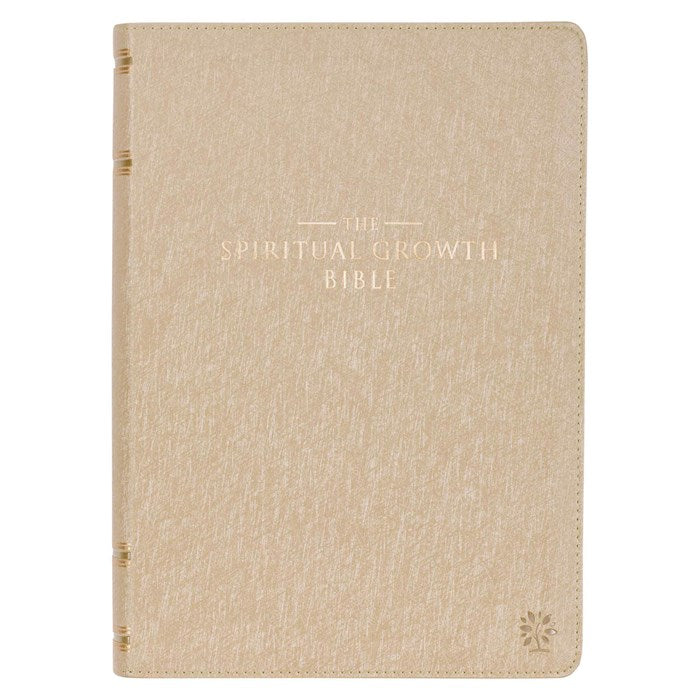 NLT Spiritual Growth Bible-Pearl Taupe Faux Leather