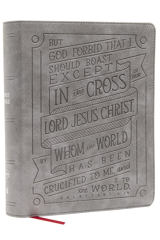 NKJV Journal Reference Edition Bible Verse Art Cover Collection (Comfort Print)-Gray Leathersoft