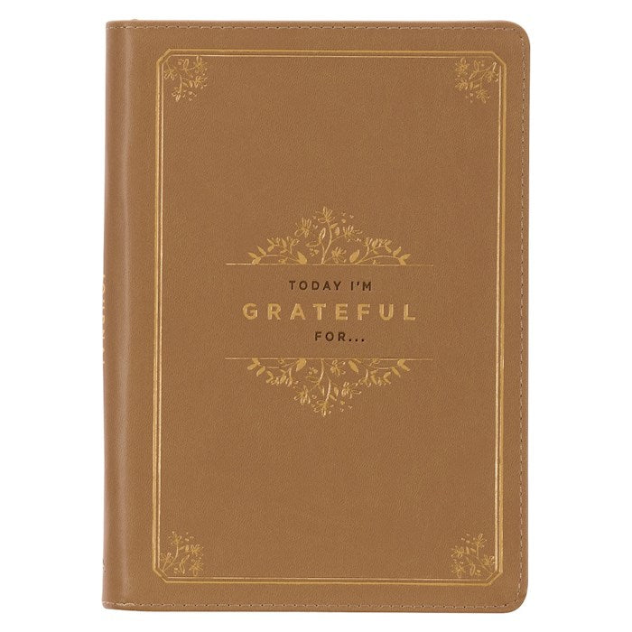 Journal w/Zip Faux Leather-Grateful