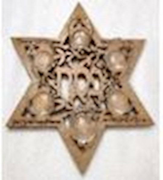 Passover Plate-Olivewood Plate With 6 Glass Bowls-14" (