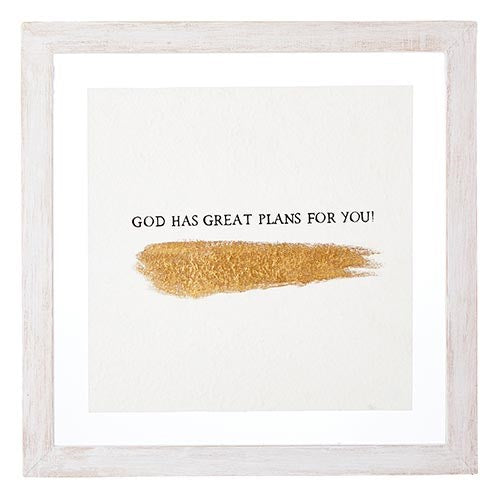 Framed Wall Art-God Has Great Plans For You! (14" SQ x 5"D)
