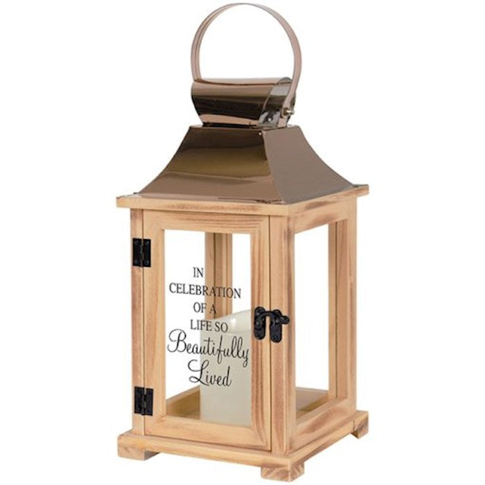 Lantern w/Flameless LED Candle & Timer-Beautifully Lived (6.25" x 13.5" x 6.25")