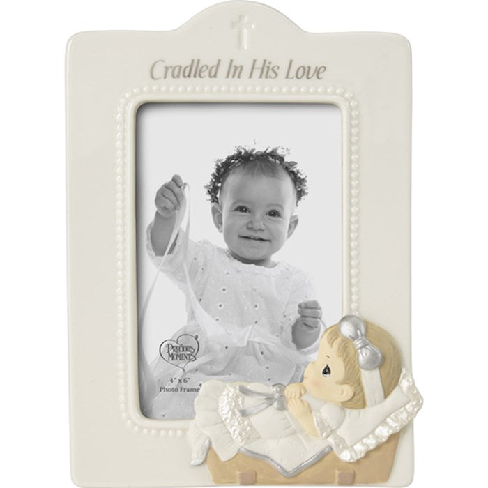 Photo Frame-Cradled In His Love-Girl (Holds 4x6 Photo) (8.25"H)