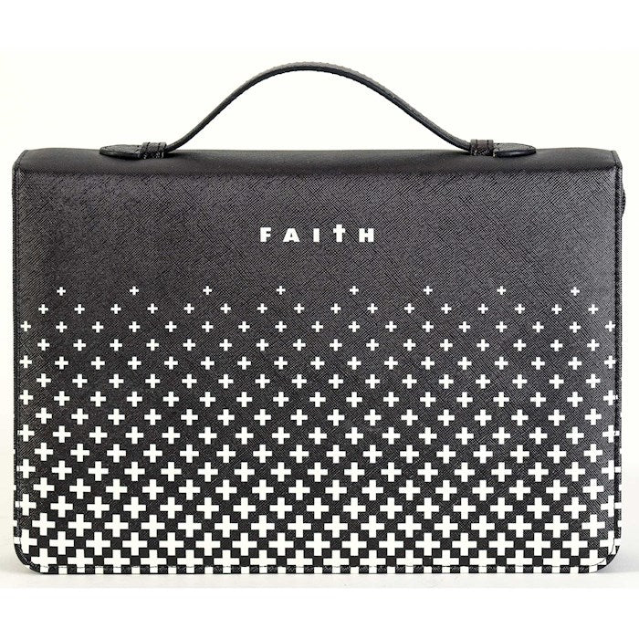 Bible Cover-Faith Cross-Black & White-XLG