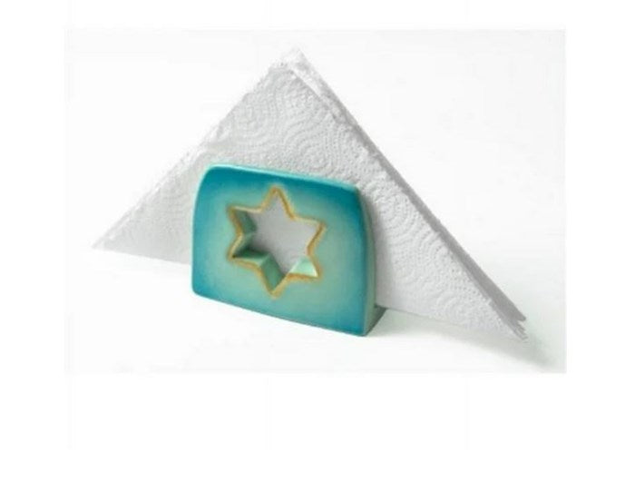 Napkin Holder-Star Of David-Blue & Gold Tones (
