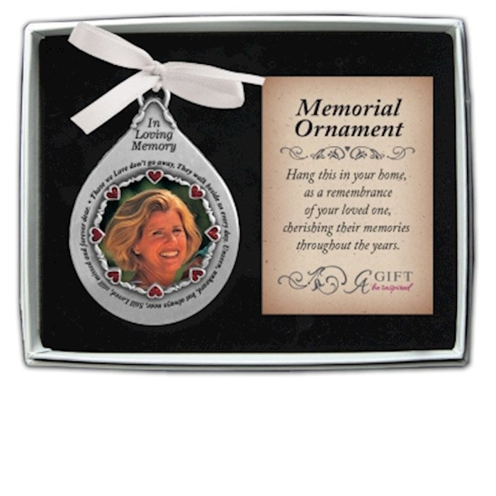 Ornament-Memorial-Those We Love Teardrop On Ribbon (Holds 1-1/2" Photo)