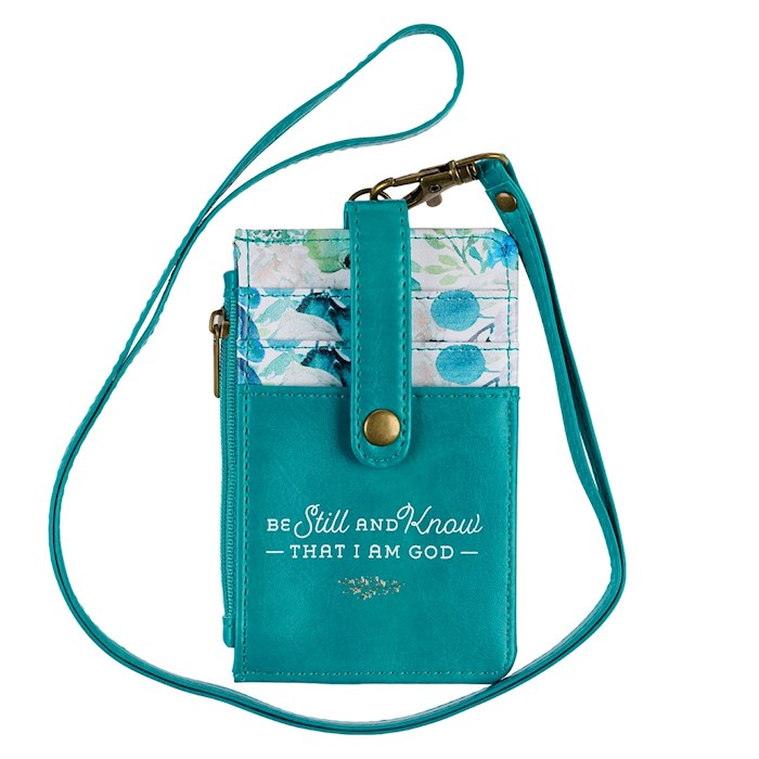 ID Card Holder Be Still and Know-Psalm 46:10-Teal/Floral