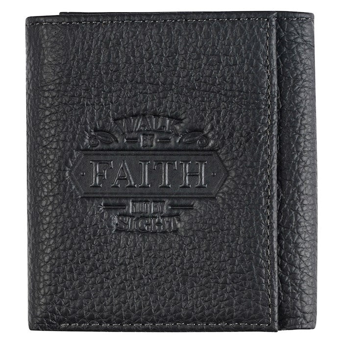 Wallet-Full Grain For Men: Walk by Faith-2 Corinthians 5:7