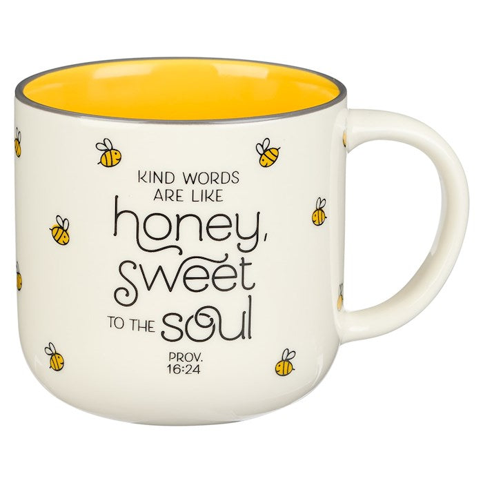 Mug-Kind Words Are Like Honey (Proverbs 16:24)-Yellow Bees (12 Oz) (MUG947)
