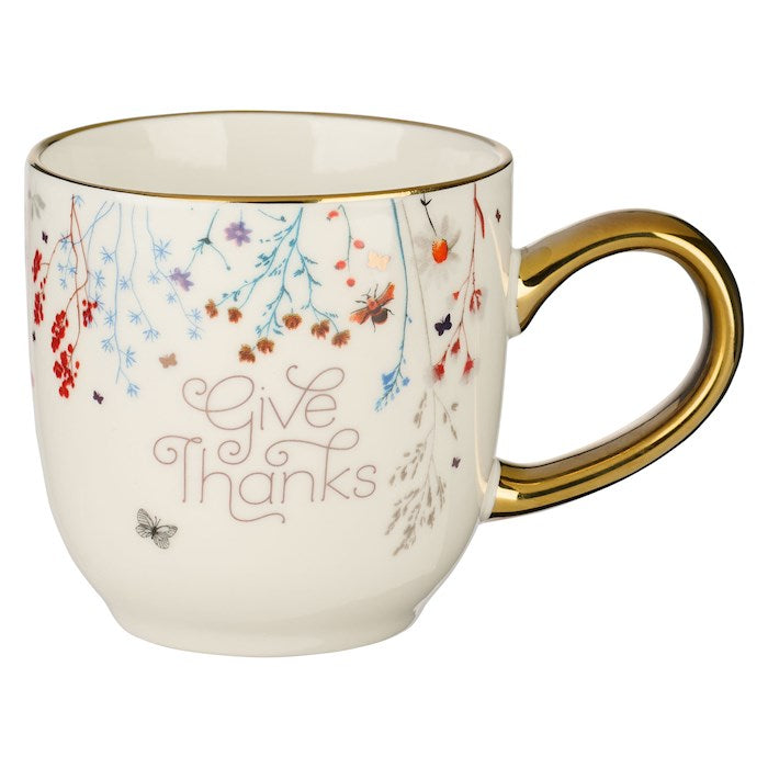 Mug-Give Thanks (1Thessalonians 5:18)-Topsy Turvy Wildflowers (MUG894)