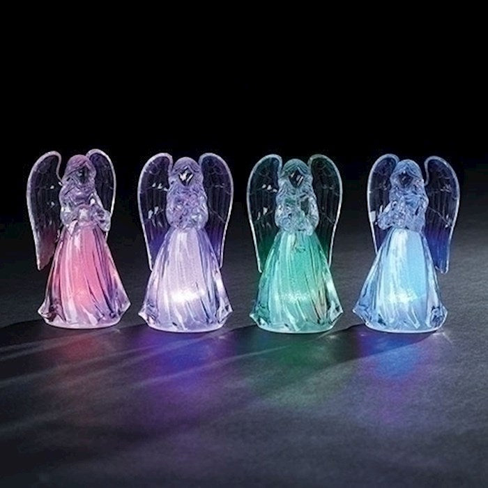 Figurine Display-Multicolor Angels w/Swept Wings-LED (4.25"H) (Pack of 20)