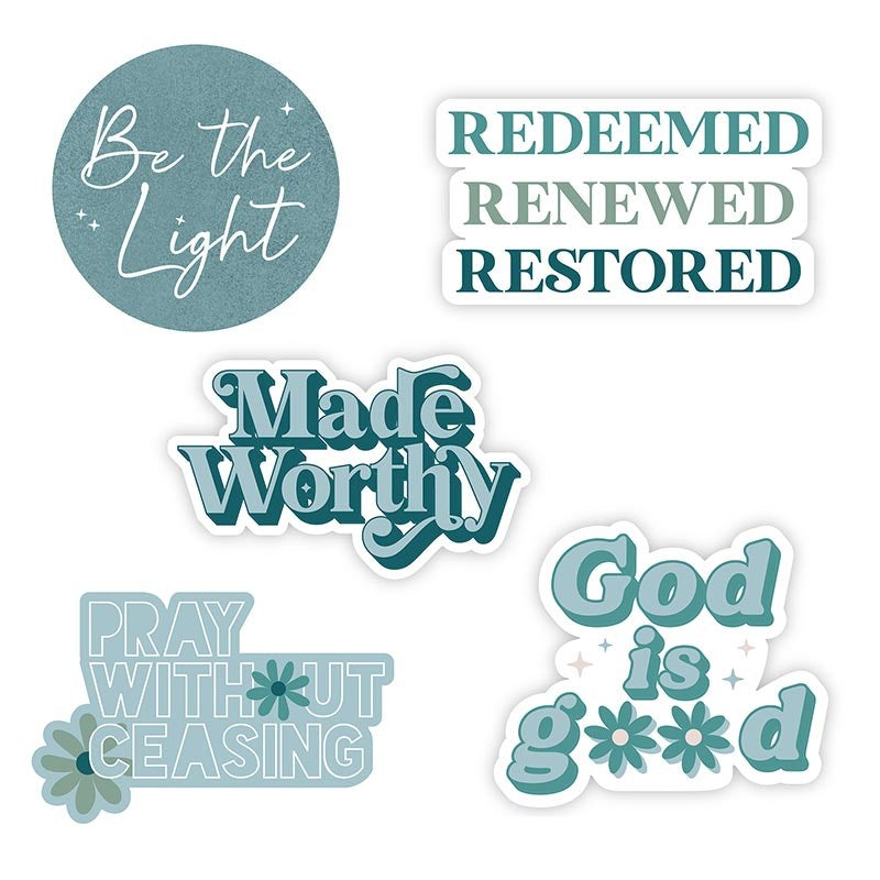 Illustrated Sticker Pack-(Approx 3" x 3" Each) (Set Of 5 Assorted Stickers)