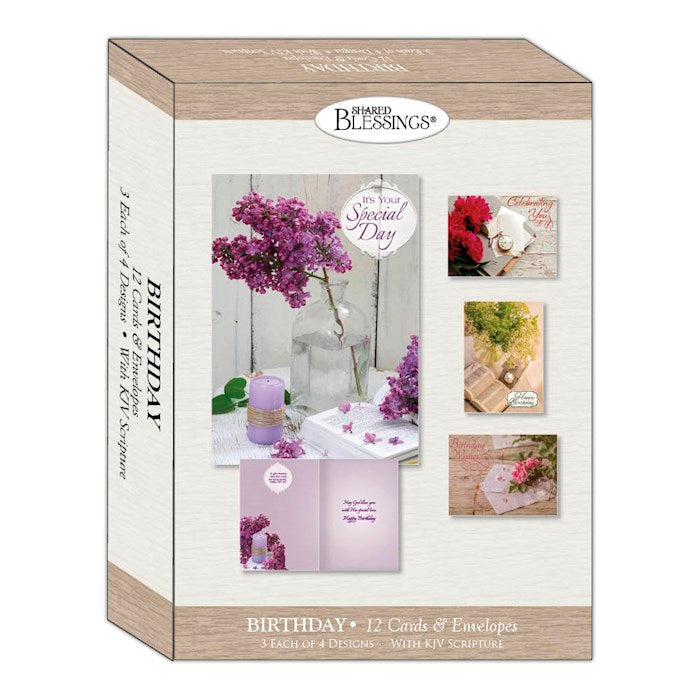 Boxed Card-Birthday-Floral Moments (Shared Blessings) (Box Of 12)