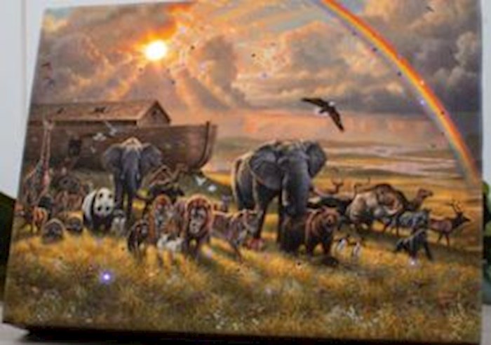 Mini Canvas-A New Beginning/Noahs Ark-LED Tabletop w/Timer (8" x 6")