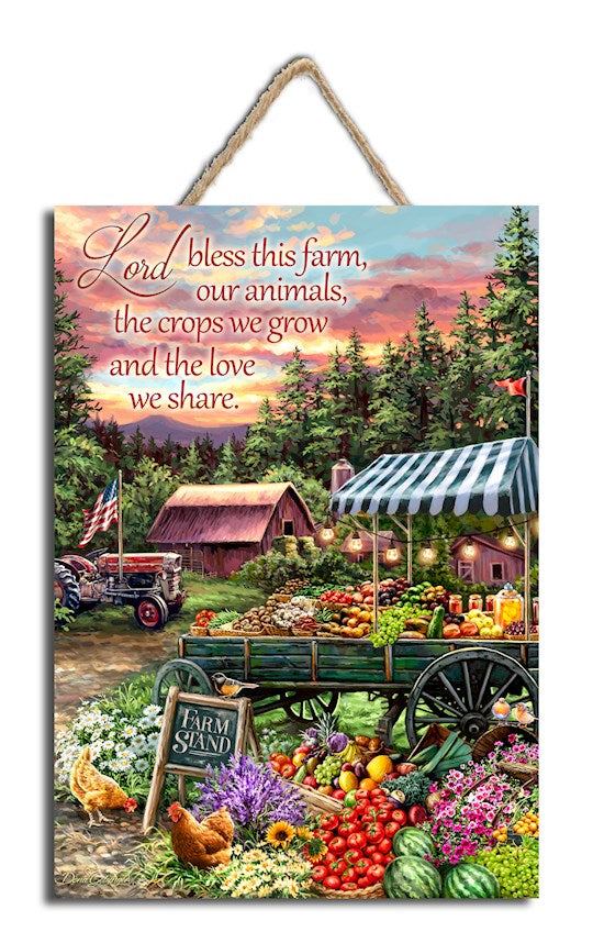 Sign-Bless This Farm w/Rope Hanger (7" x 10")