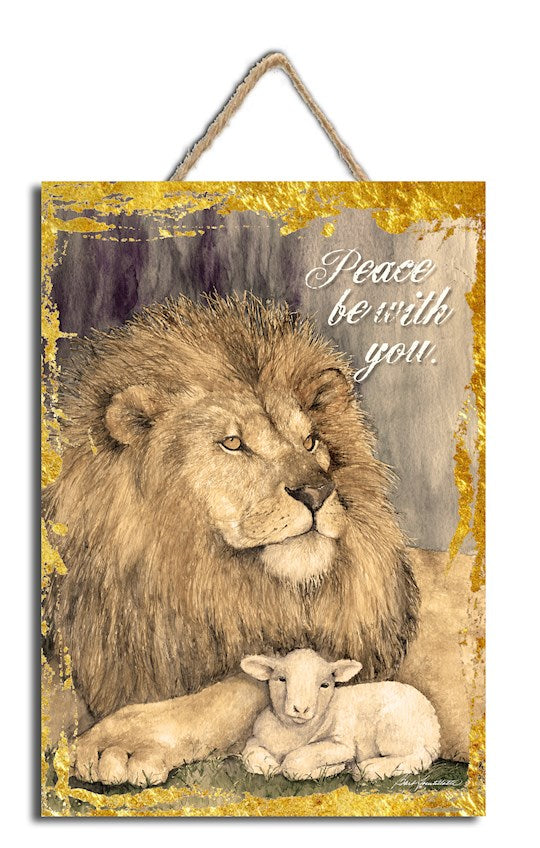 Sign-Peace Be With You w/Rope Hanger (7" x 10")