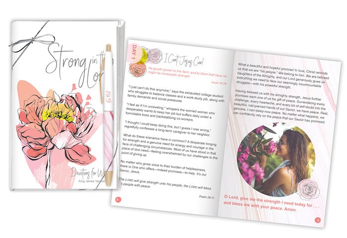 Gift Set-Strong In The Lord-Devotion Book & Pen (KJV)