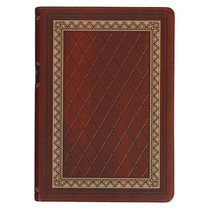 KJV Study Bible-Saddle Tan/Diamond Faux Leather Indexed