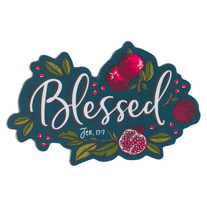 Magnet-Blue Pomegranates Blessed Jer. 17:7