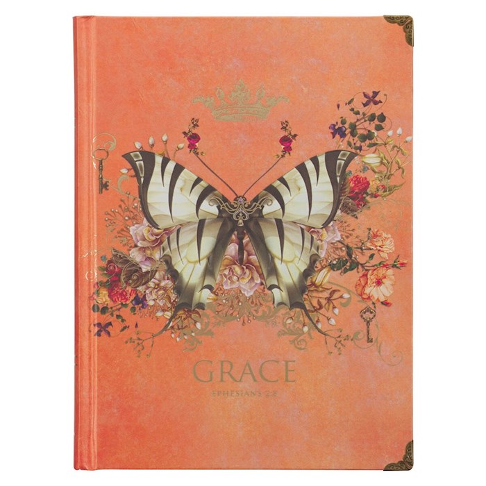 Journal Hardcover-Orange Butterfly Grace Eph. 2:8