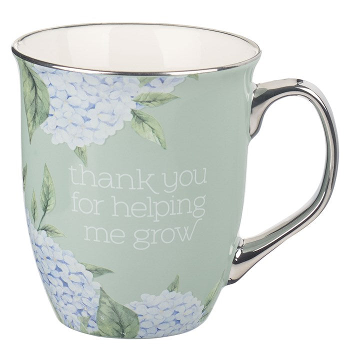 Mug-Thank You For Helping Me Grow-Mint/Cream Hydrangea (MUG985)