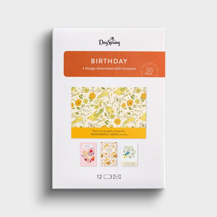 Boxed Card-Birthday-Birds (Box Of 12)-U0056