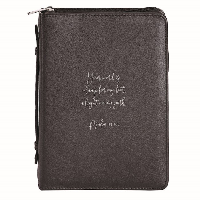Bible Cover-Your Word Is A Lamp/Psalm 119:105-Black-XLG