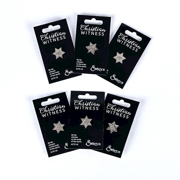 Lapel Pin-Star Of David-Silver (Pack Of 6)