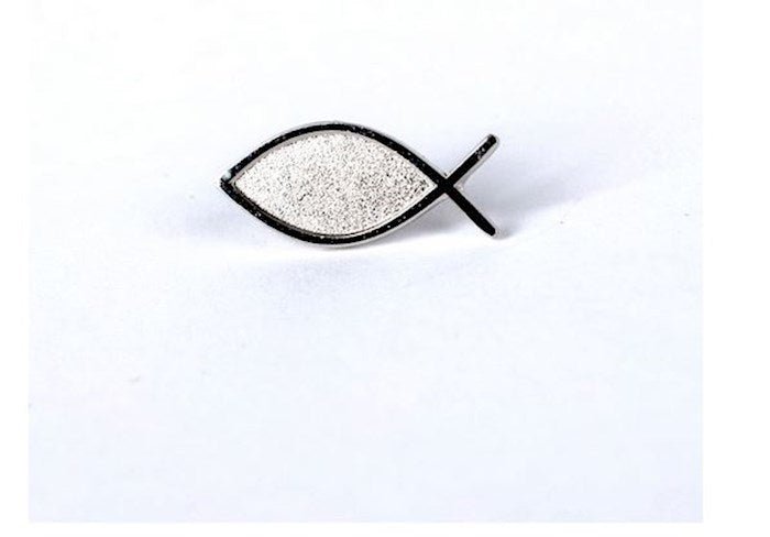Lapel Pin-Ichthus Fish-Silver (3/4") (Pack Of 6)