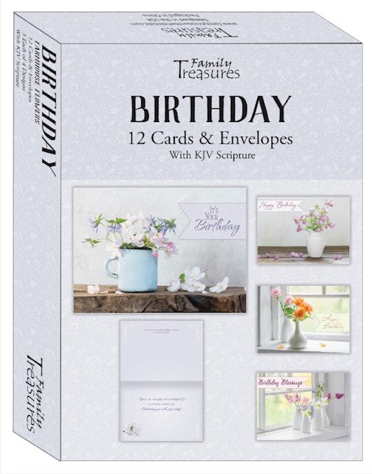 Boxed Card-Birthday-Farmhouse Flowers (Pack Of 12)