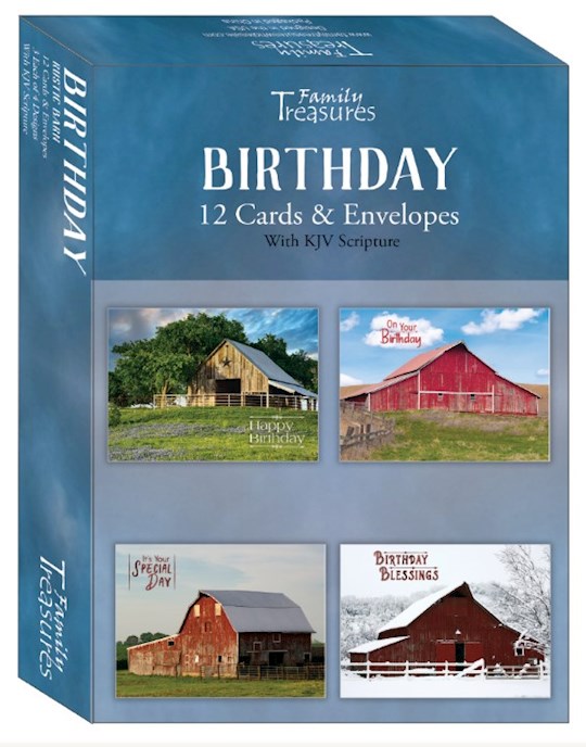 Boxed Card-Birthday-Rustic Barn (Pack Of 12)