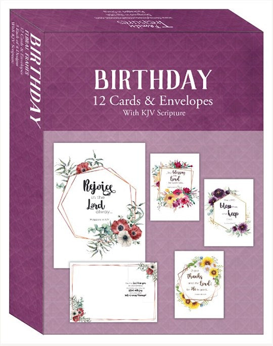 Boxed Card-Birthday-Floral Frames (Pack Of 12)