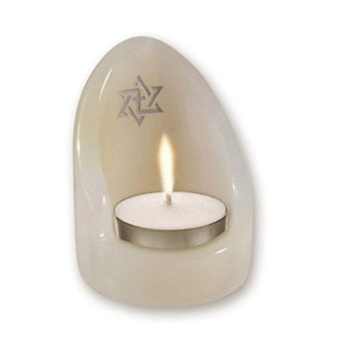 Candle Holder-Alabaster Star And Cross Tealight Candle Holder (