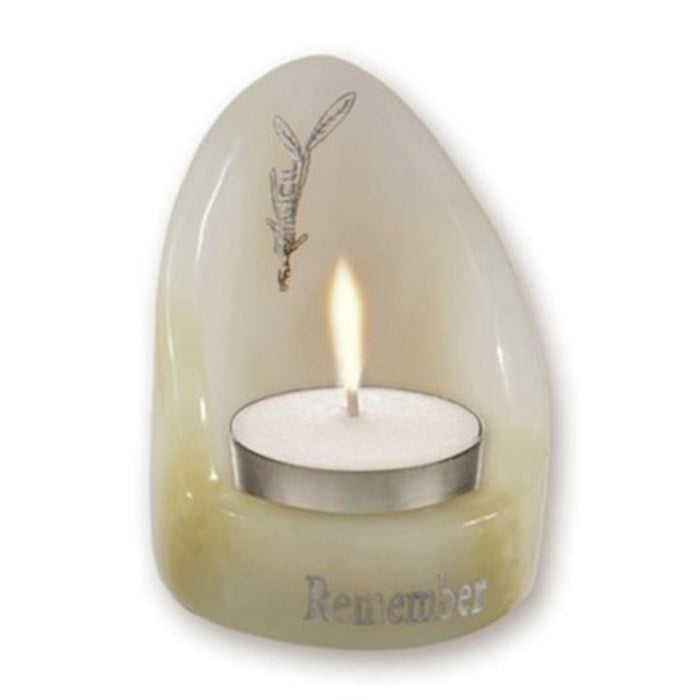Candle Holder-Alabaster Holocaust Remembrance Tealight Candle Holder (
